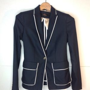 FLEX Blue Blazer Tailoring White Piping Jacket